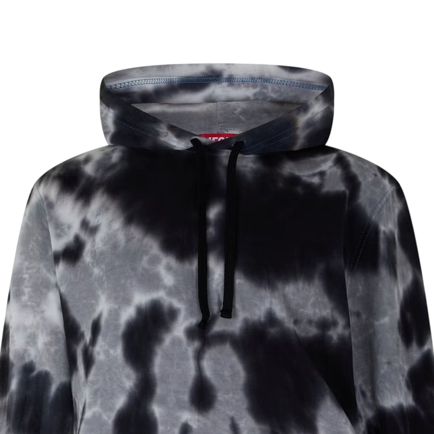 Black - Side - Diesel Mens Crane Tie Dye Hoodie