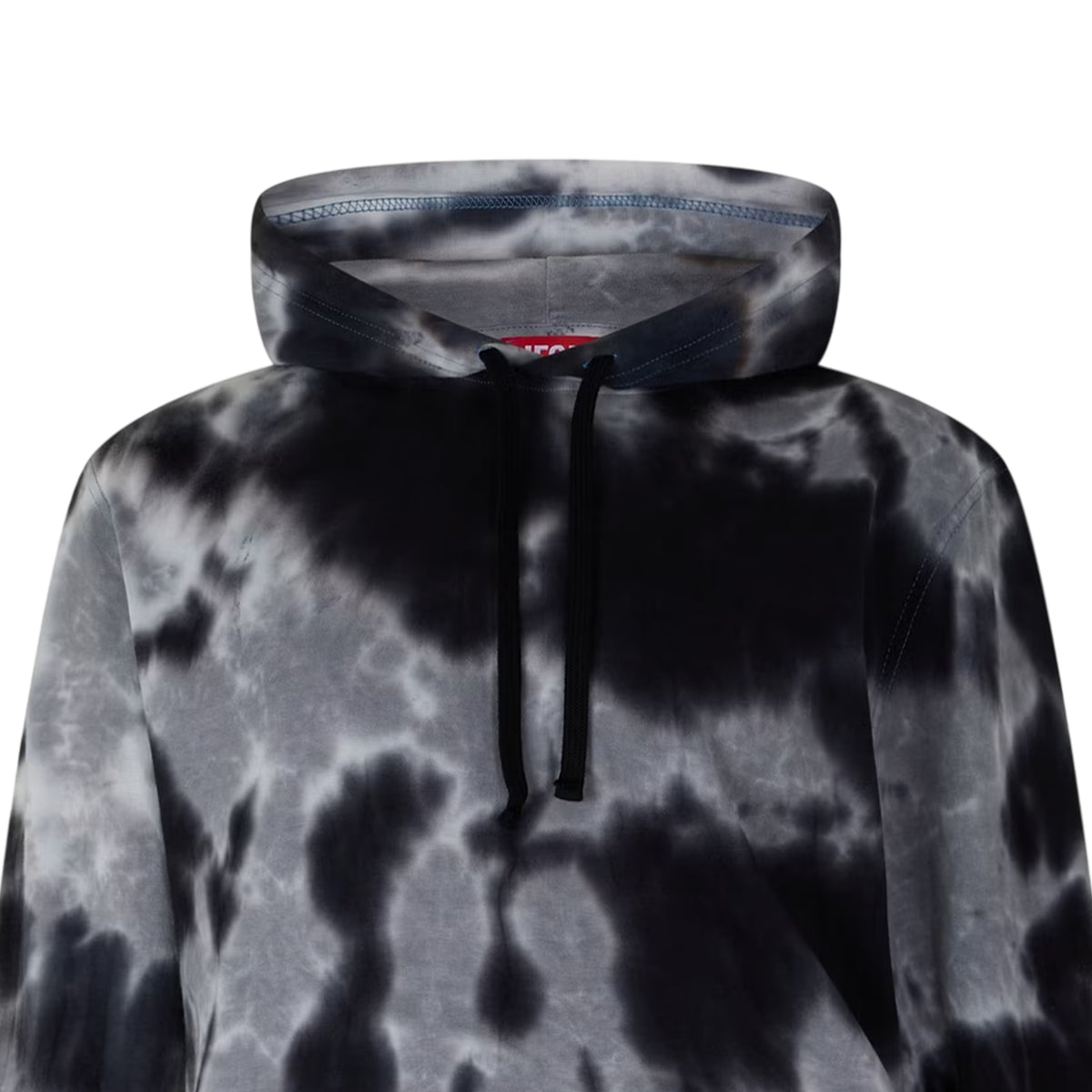 Black - Side - Diesel Mens Crane Tie Dye Hoodie