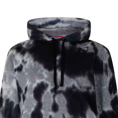 Black - Side - Diesel Mens Crane Tie Dye Hoodie