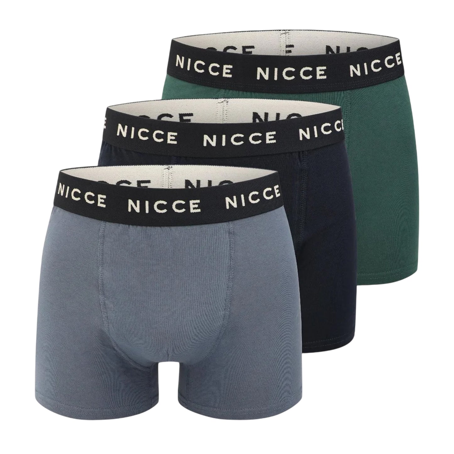Teal-Navy-Blue - Front - Nicce Mens Leming Boxer Shorts (Pack of 3)