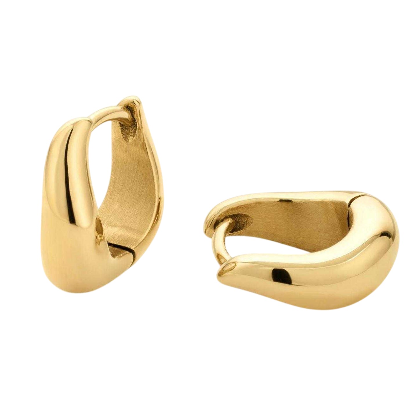 Gold - Back - D.Louise Womens-Ladies Wave Huggie Earrings
