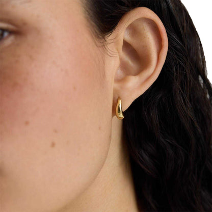 Gold - Side - D.Louise Womens-Ladies Wave Huggie Earrings