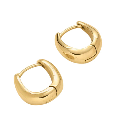 Gold - Front - D.Louise Womens-Ladies Wave Huggie Earrings