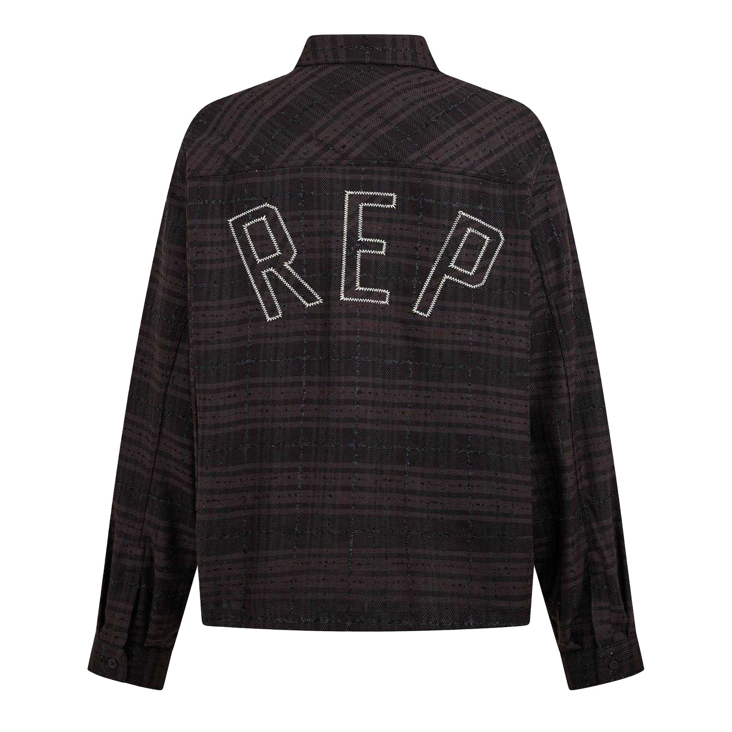 Coffee - Back - Represent Mens Plaid Button-Down Modern Overshirt