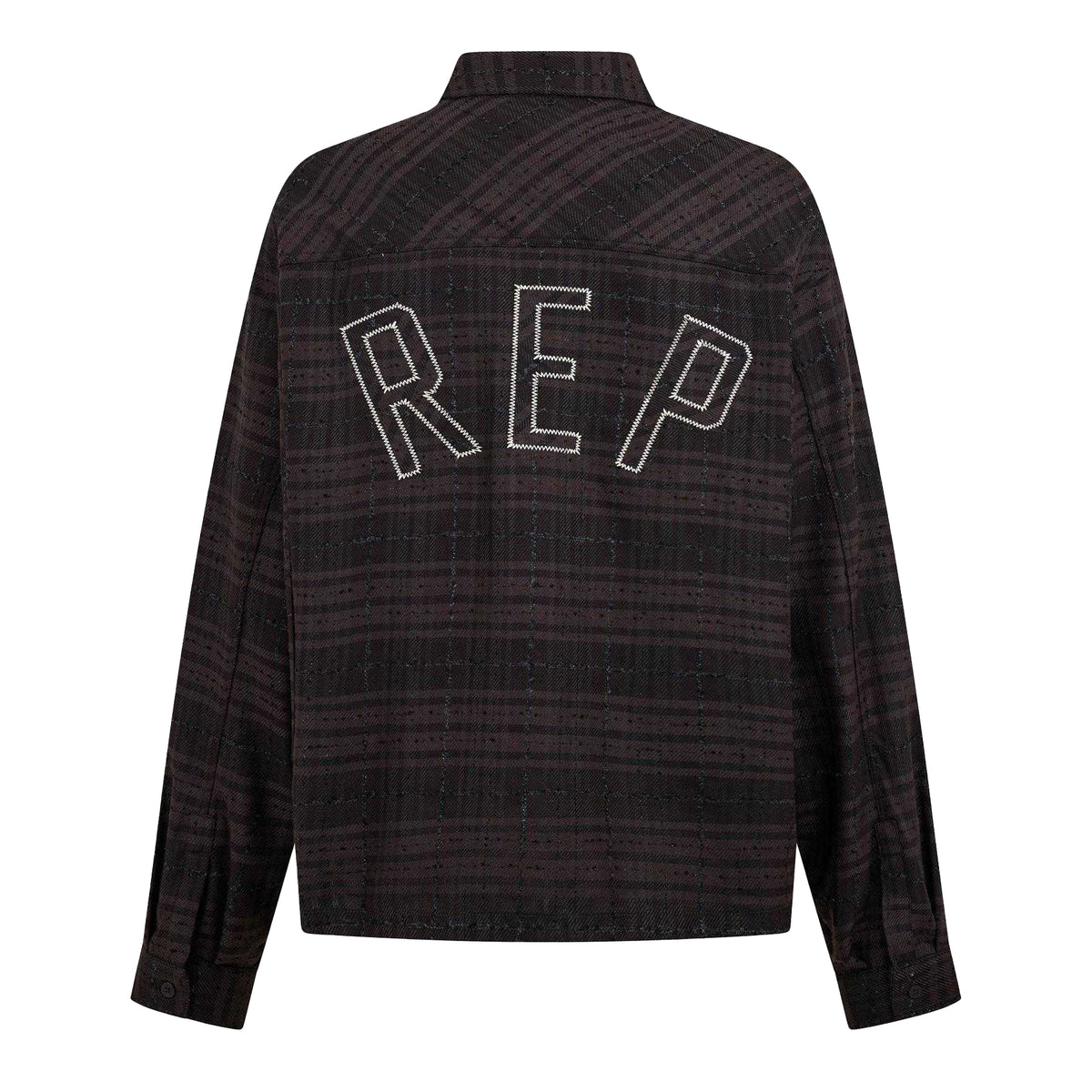 Coffee - Back - Represent Mens Plaid Button-Down Modern Overshirt
