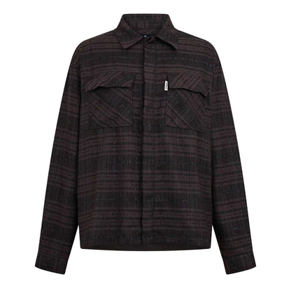 Coffee - Front - Represent Mens Plaid Button-Down Modern Overshirt