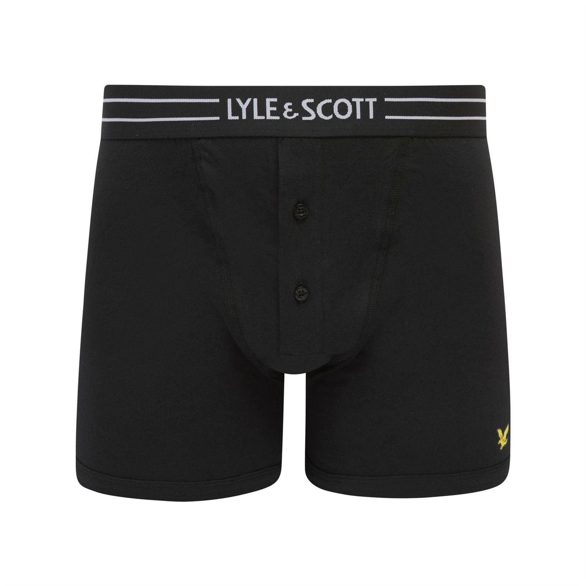 Black - Back - Lyle & Scott Mens Lewis Button Fly Boxer Shorts (Pack of 3)