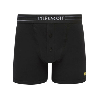 Black - Back - Lyle & Scott Mens Lewis Button Fly Boxer Shorts (Pack of 3)