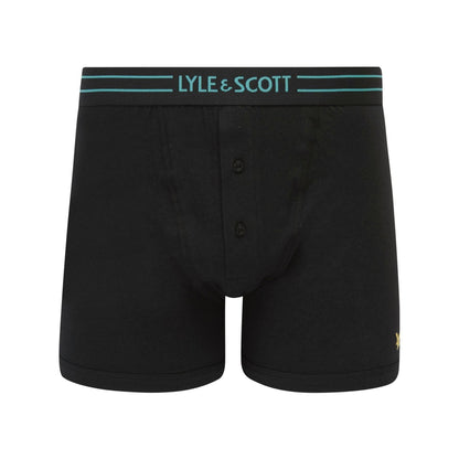 Black - Side - Lyle & Scott Mens Lewis Button Fly Boxer Shorts (Pack of 3)
