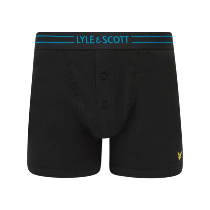 Black - Lifestyle - Lyle & Scott Mens Lewis Button Fly Boxer Shorts (Pack of 3)