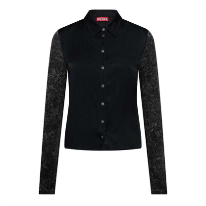 Jet Black - Front - Diesel Mens Long-Sleeved Shirt