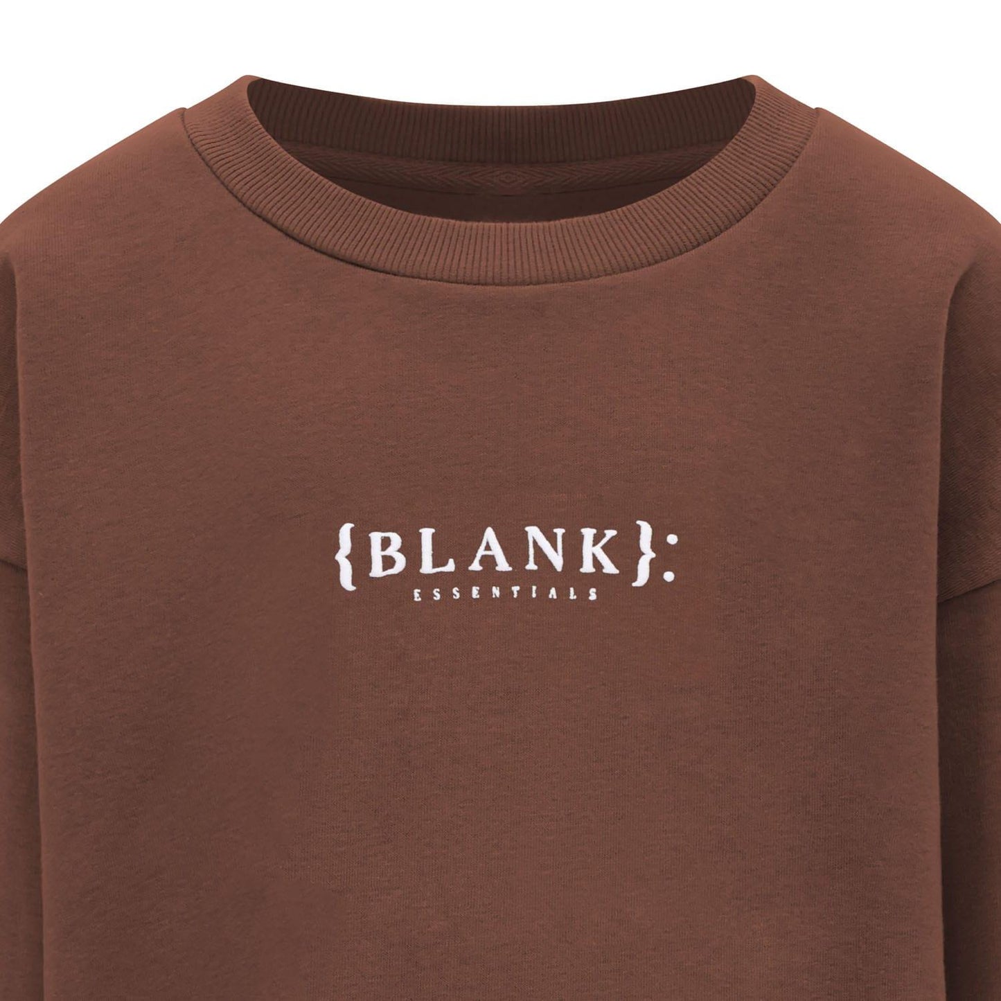 Brown - Side - Blank Essentials Boys Crew Neck Sweatshirt