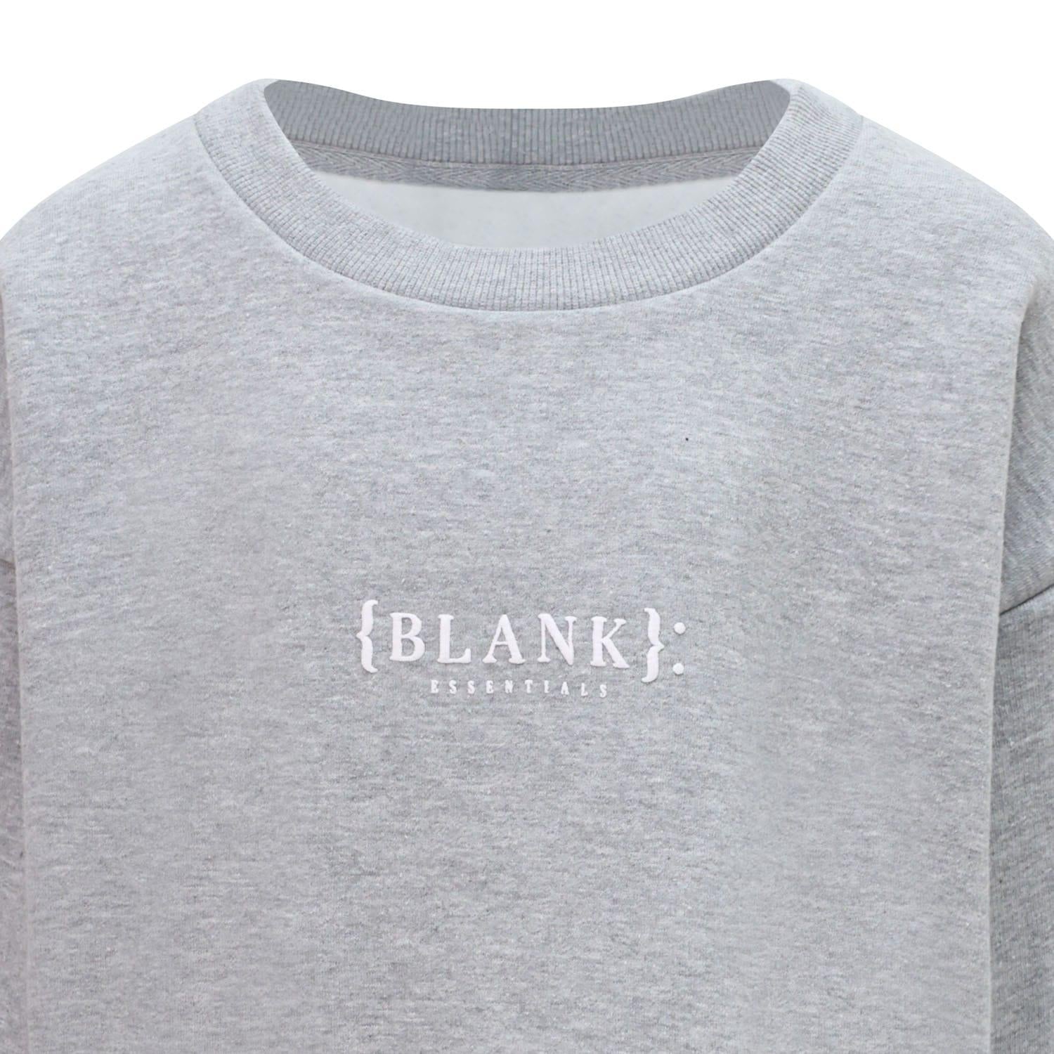Grey - Side - Blank Essentials Boys Crew Neck Sweatshirt