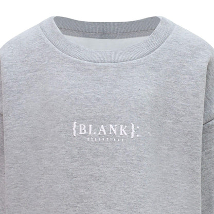Grey - Side - Blank Essentials Boys Crew Neck Sweatshirt