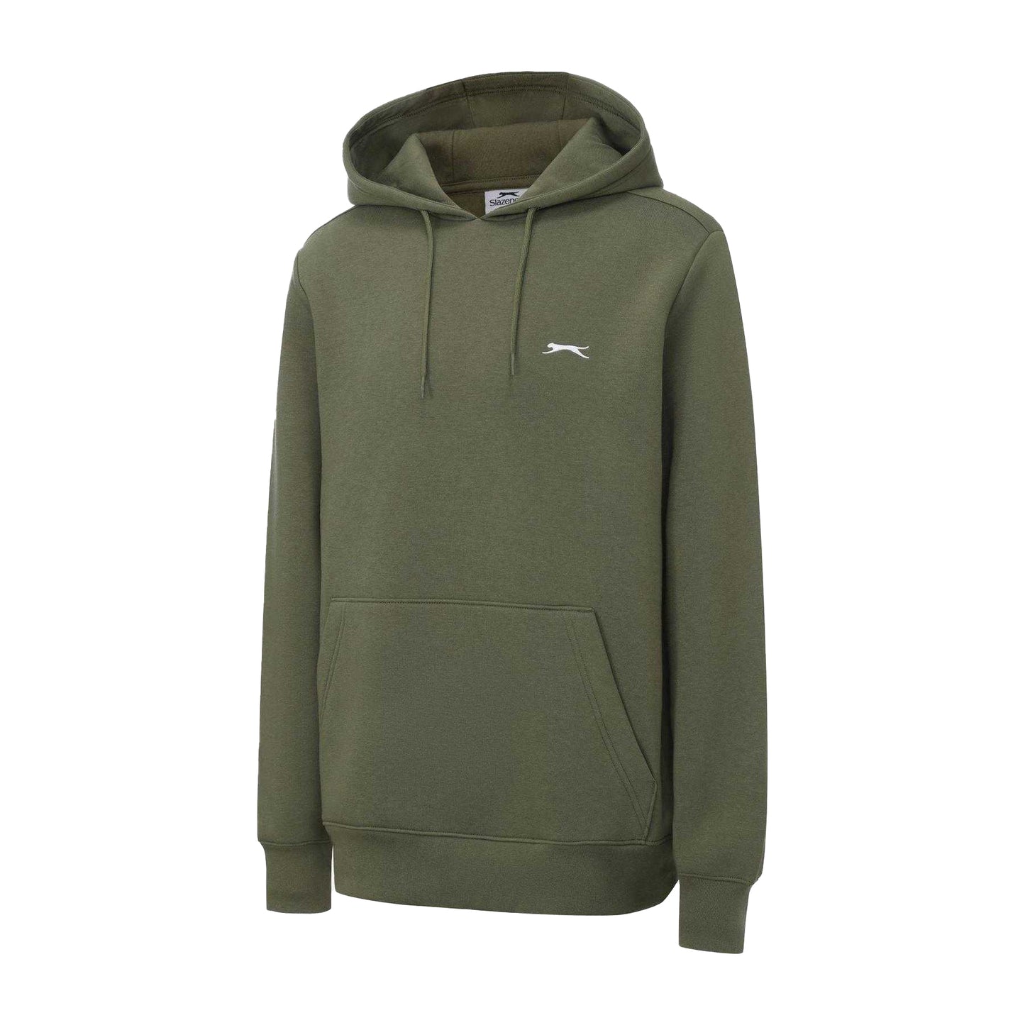 Khaki Green - Side - Slazenger Mens Embroidered Logo Fleece Hoodie