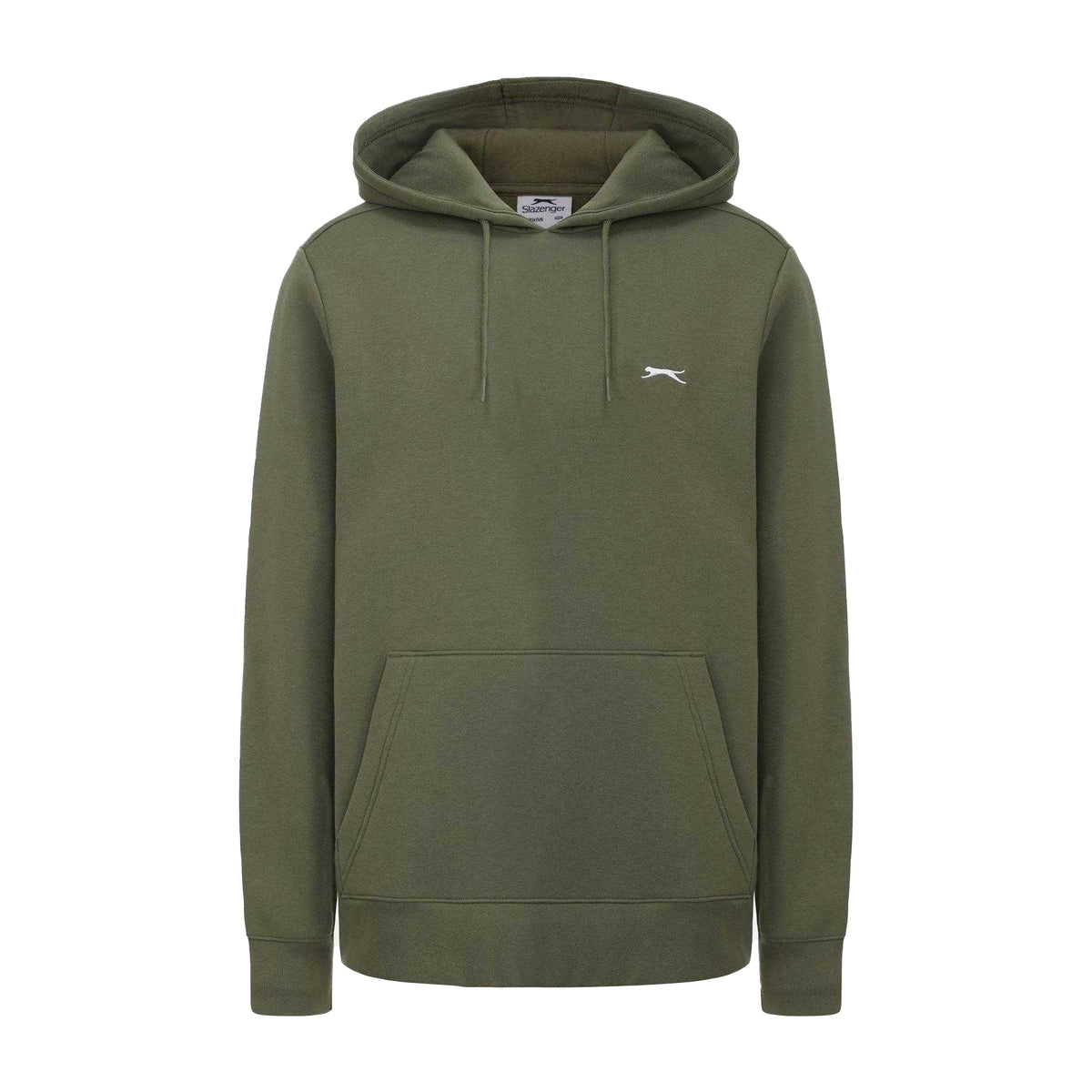 Khaki Green - Front - Slazenger Mens Embroidered Logo Fleece Hoodie