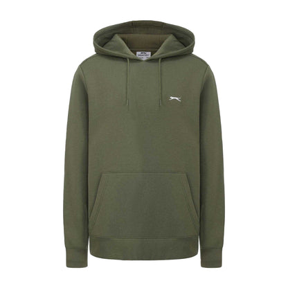 Khaki Green - Front - Slazenger Mens Embroidered Logo Fleece Hoodie