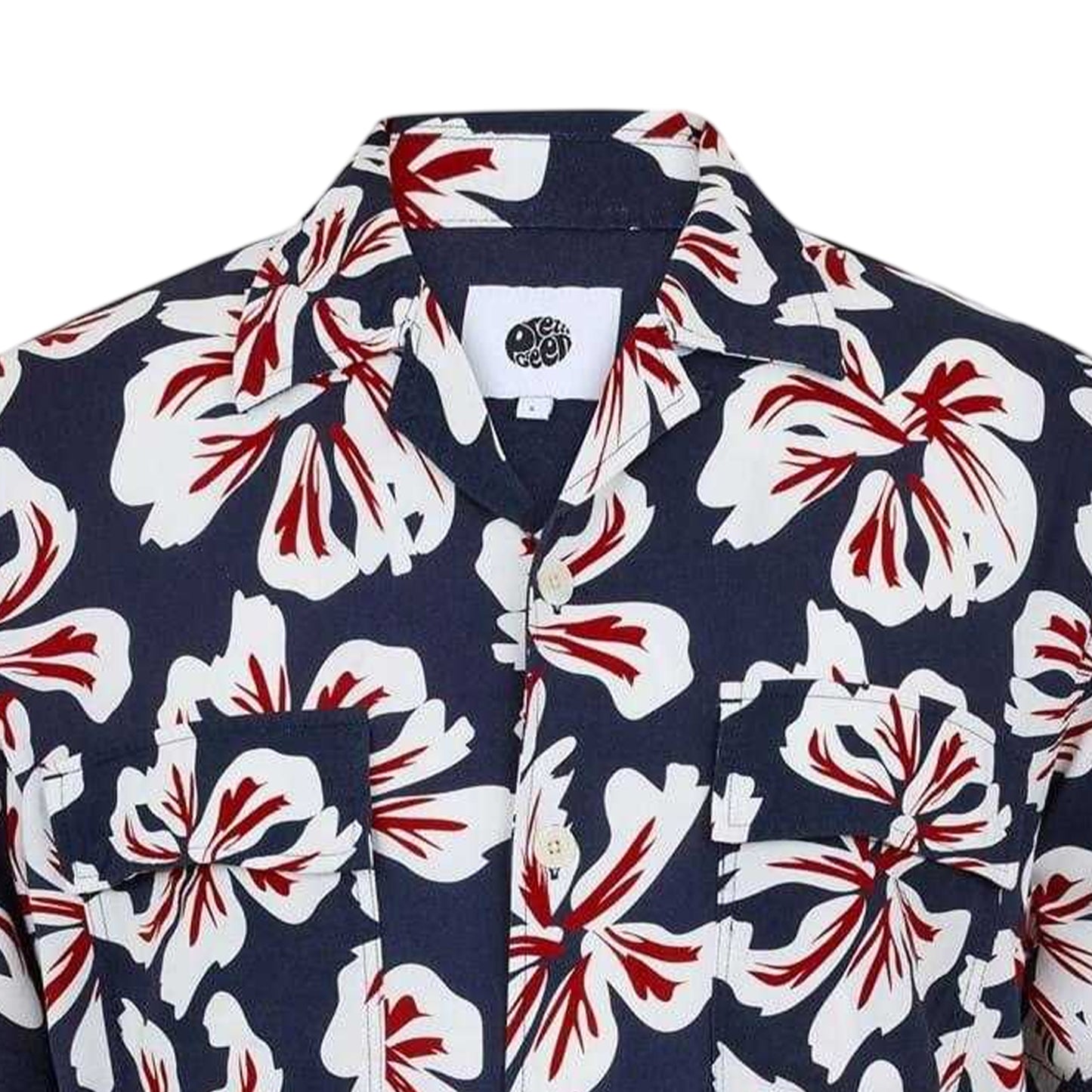 Navy - Side - Pretty Green Mens Bauhaus Floral Regular Shirt