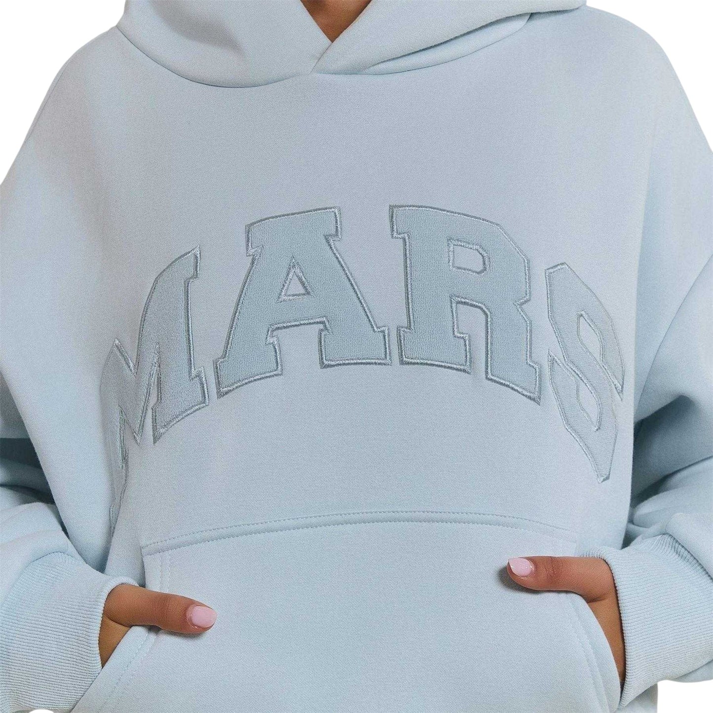 Baby Blue - Side - Mars Womens-Ladies Logo Relaxed Fit Varsity Hoodie