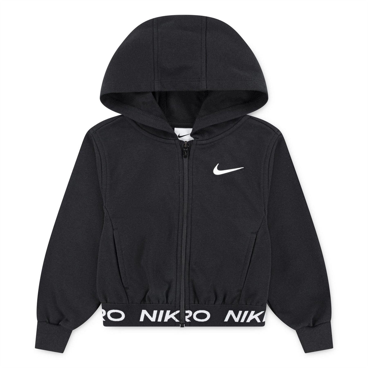 Black - Front - Nike Childrens-Kids Pro Fleece Full Zip Hoodie