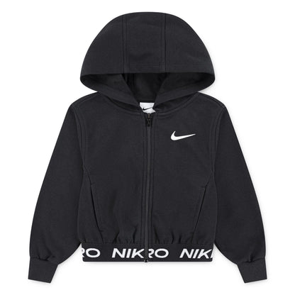 Black - Front - Nike Childrens-Kids Pro Fleece Full Zip Hoodie