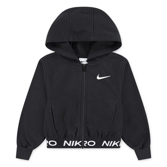 Black - Front - Nike Childrens-Kids Pro Fleece Full Zip Hoodie