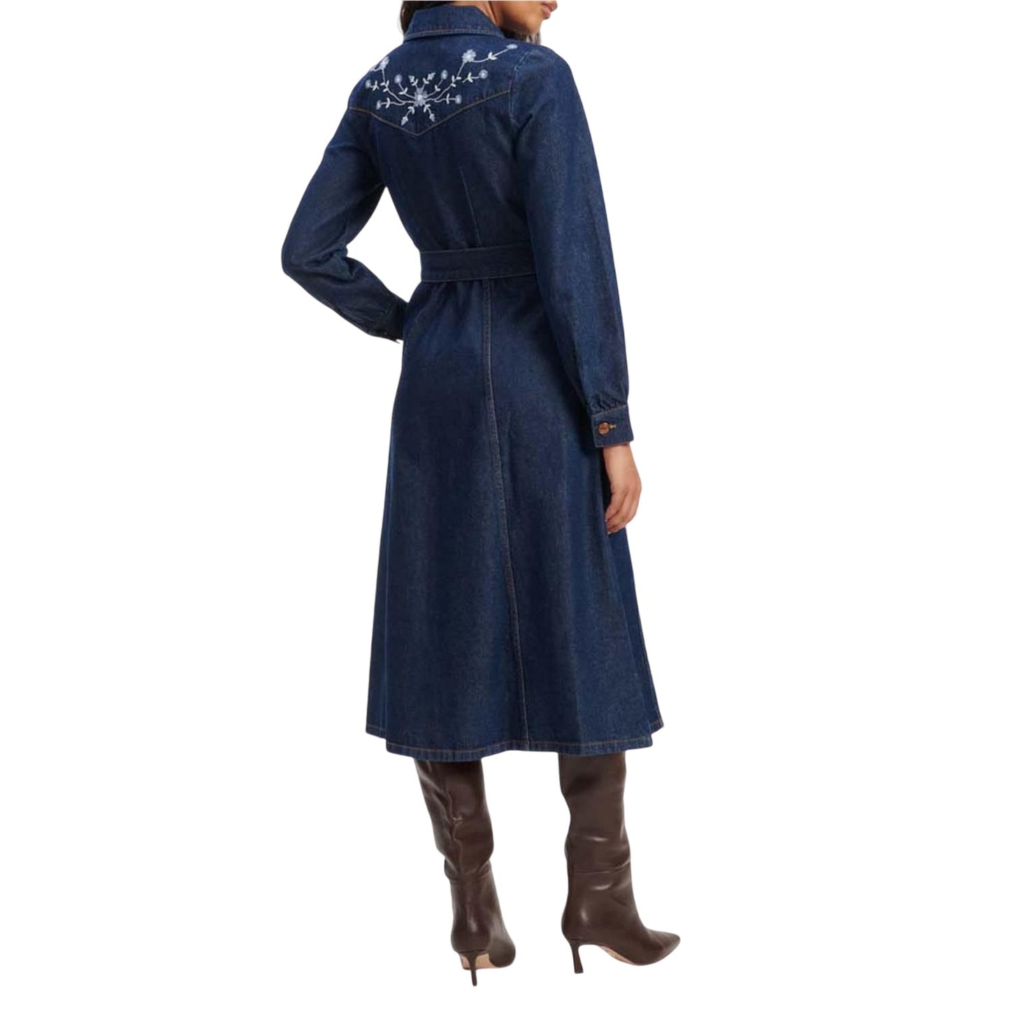 Blue - Back - Nobody´s Child Womens-Ladies Pase Floral Embroidered Midi Dress