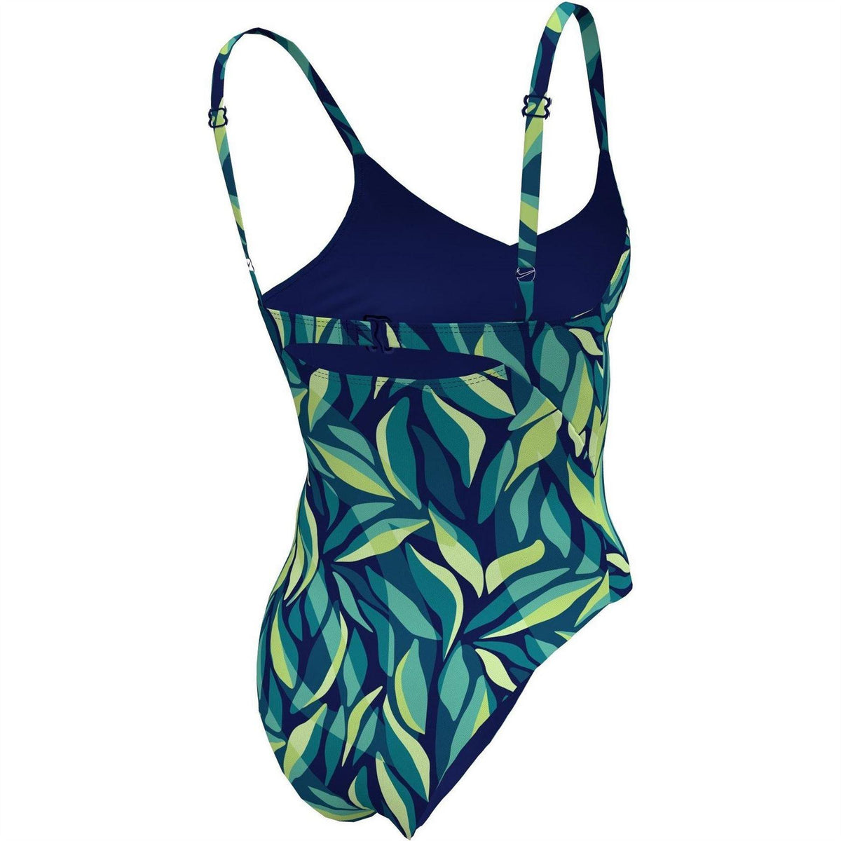 Midnight Navy - Back - Nike Womens-Ladies Leaf Print One Piece Swimsuit