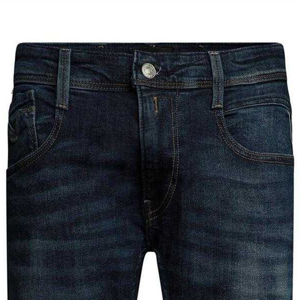 Dark Blue - Side - Replay Mens Anbass Denim Slim Jeans