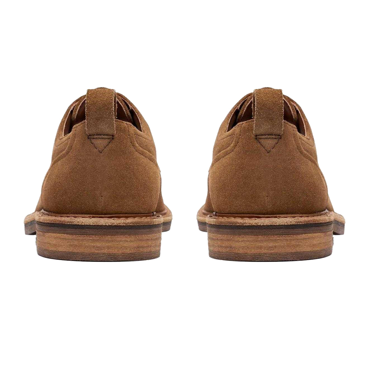 Tan - Back - Clarks Mens Aldwin Suede Lace Up Derby Shoes