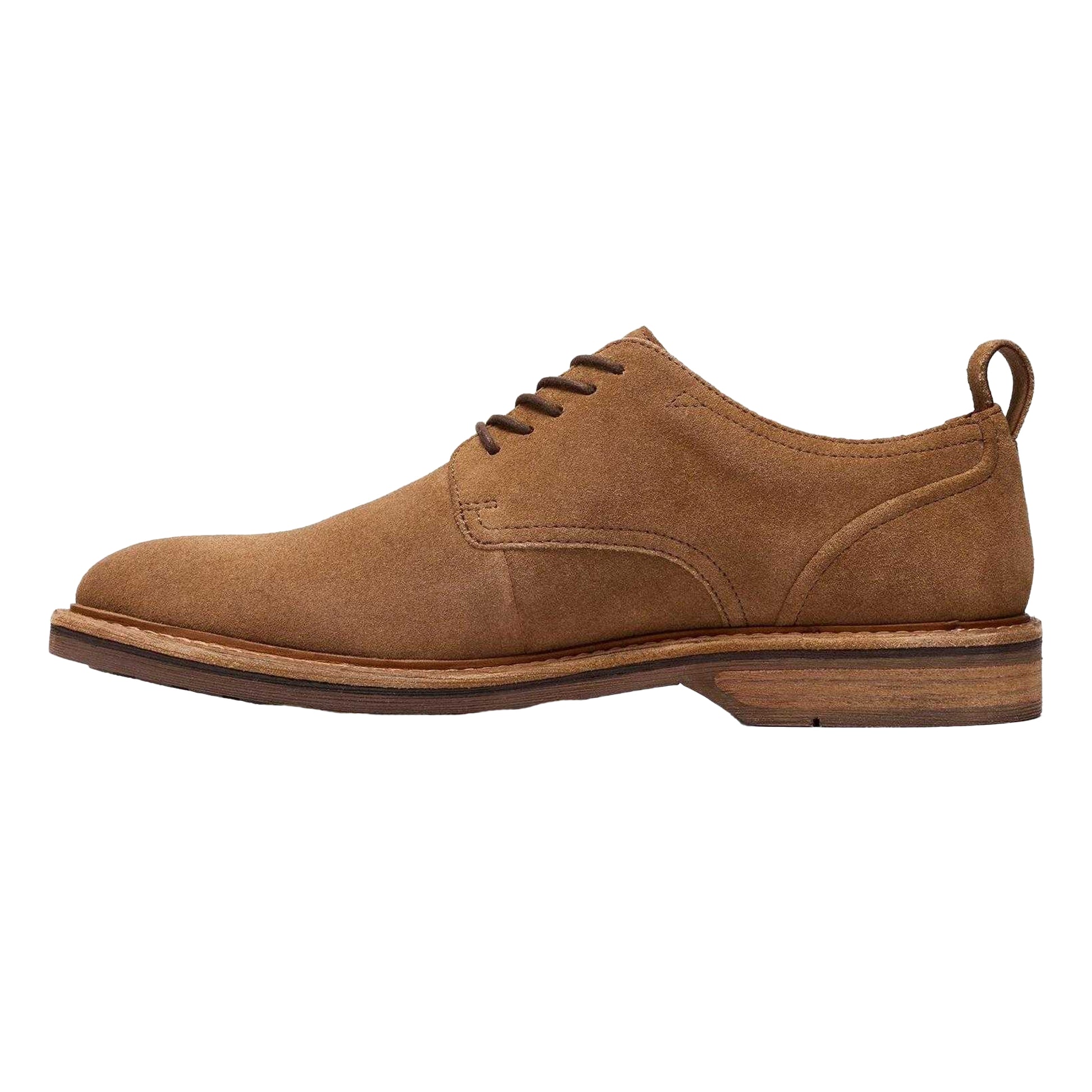 Tan - Side - Clarks Mens Aldwin Suede Lace Up Derby Shoes