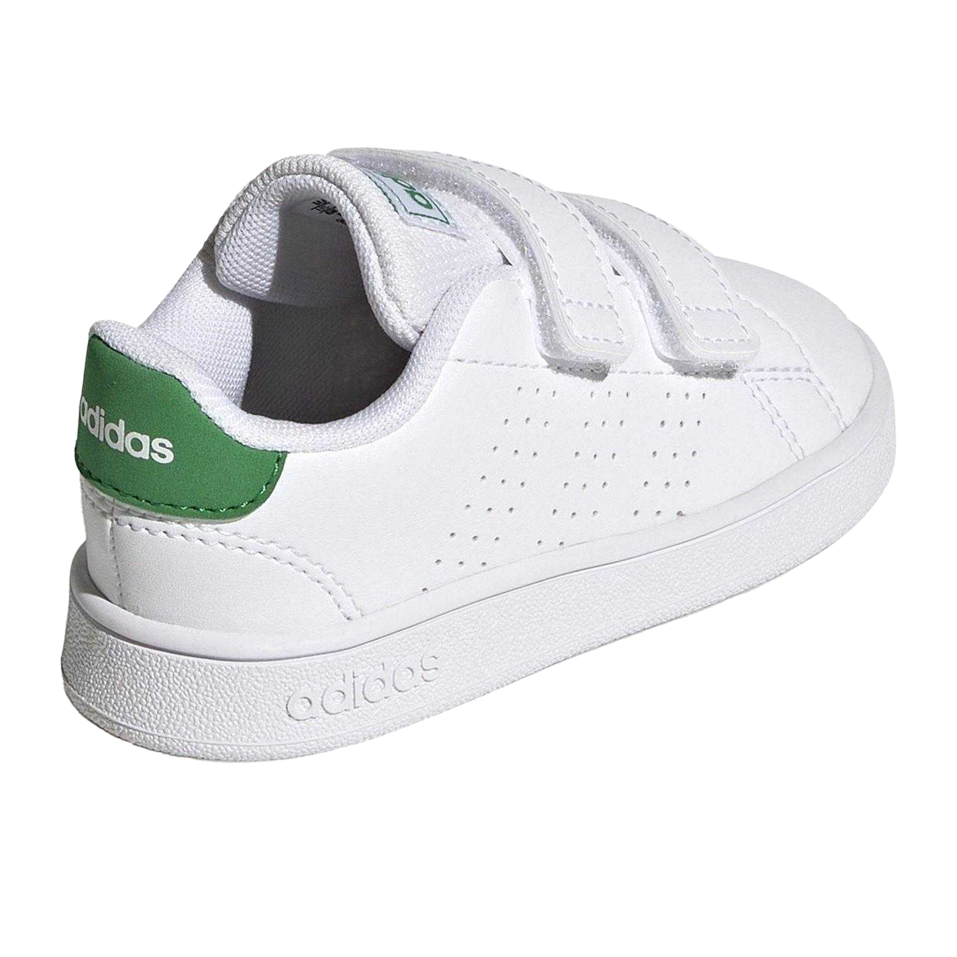Cloud White-Green-Core Black - Back - Adidas Baby Lifestyle Hook and Loop Court Shoes
