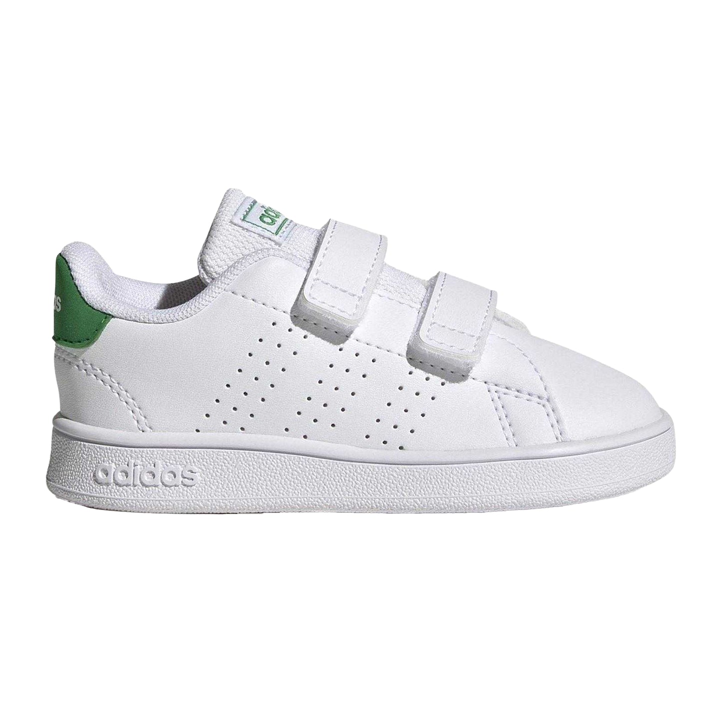 Cloud White-Green-Core Black - Front - Adidas Baby Lifestyle Hook and Loop Court Shoes