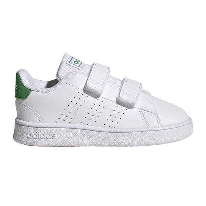 Cloud White-Green-Core Black - Front - Adidas Baby Lifestyle Hook and Loop Court Shoes