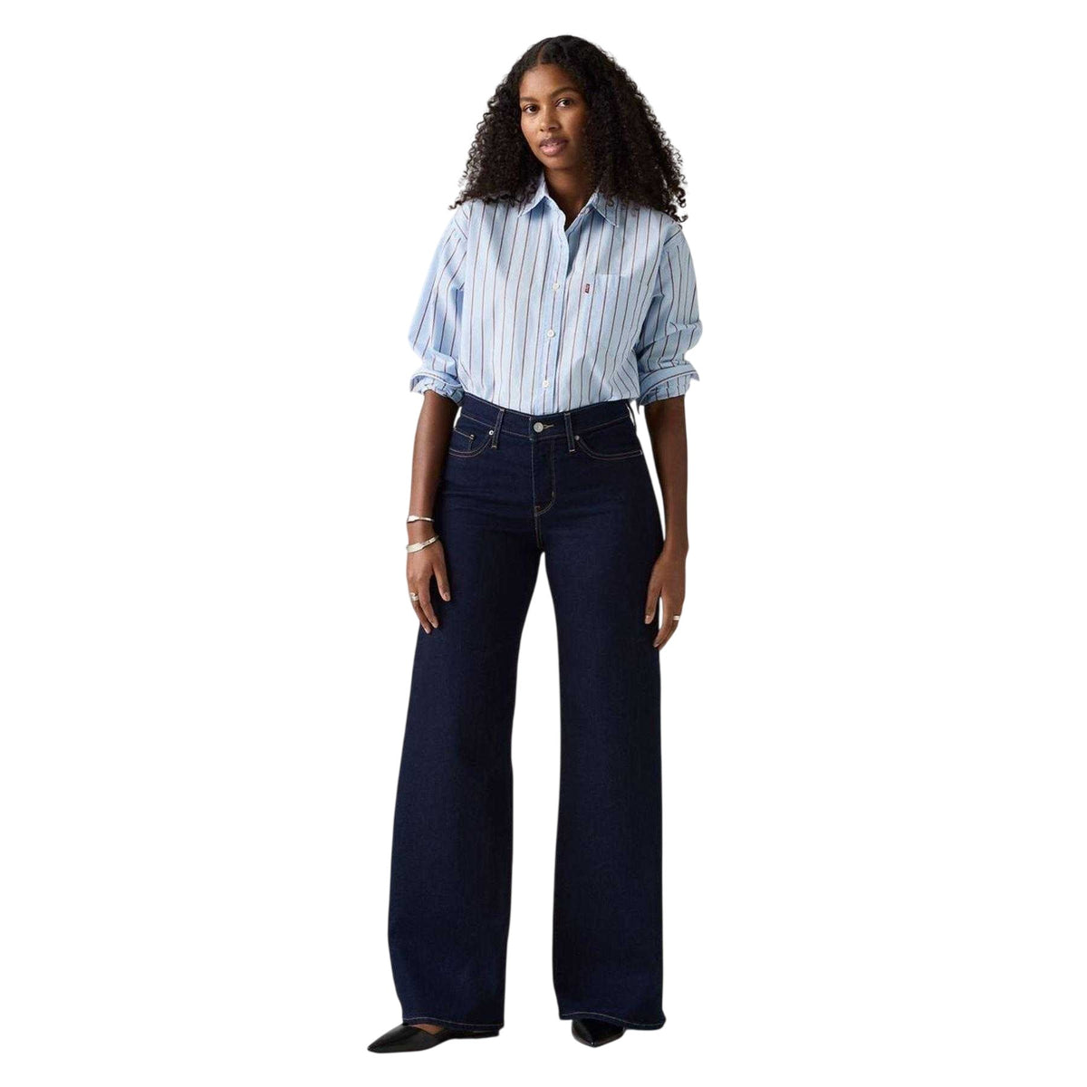 Darkest Sky - Lifestyle - Levis Womens-Ladies Wide Leg Shaping Jeans