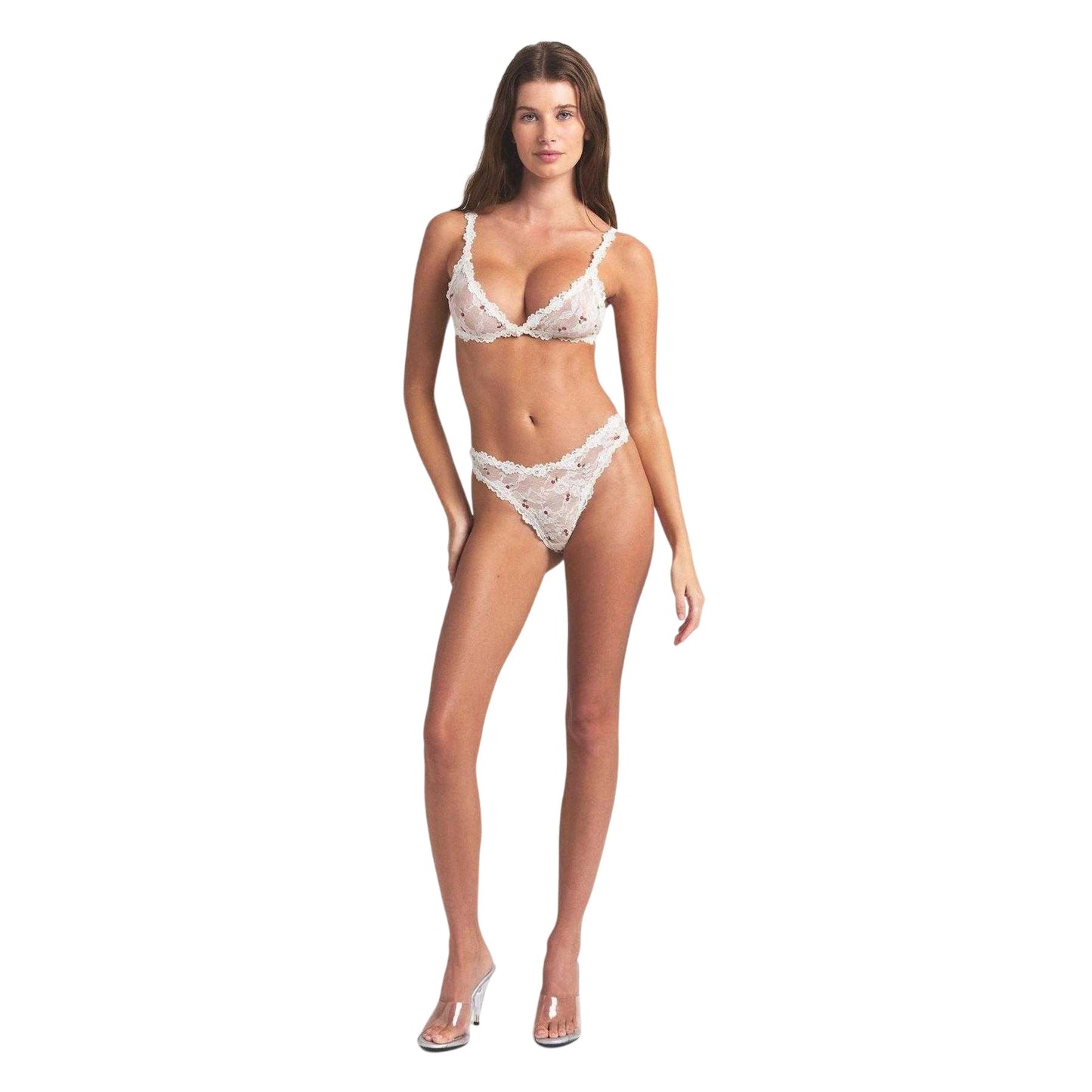 Ivory - Lifestyle - Skims Womens-Ladies Cherry Lace Trim Thong