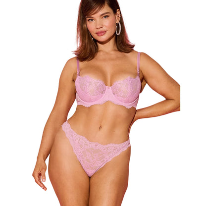 Baby Pink - Lifestyle - Skims Womens-Ladies Drip Lace Stretch Thong