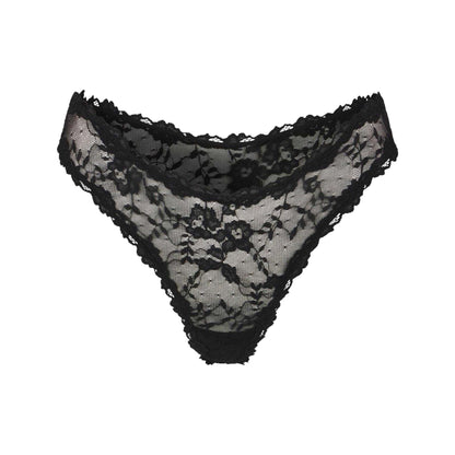 Soot Grey - Front - Skims Womens-Ladies Drip Lace Stretch Thong