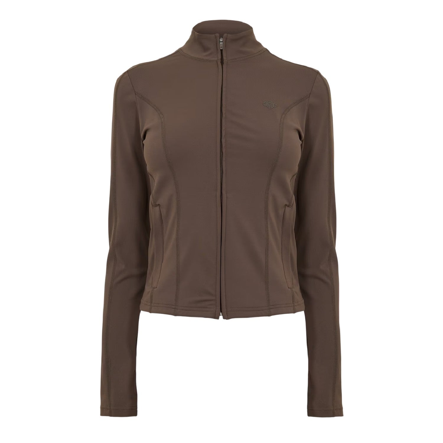 Chocolate - Front - Couture Club Womens-Ladies Tonal Logo Sculpting Fitted Jacket