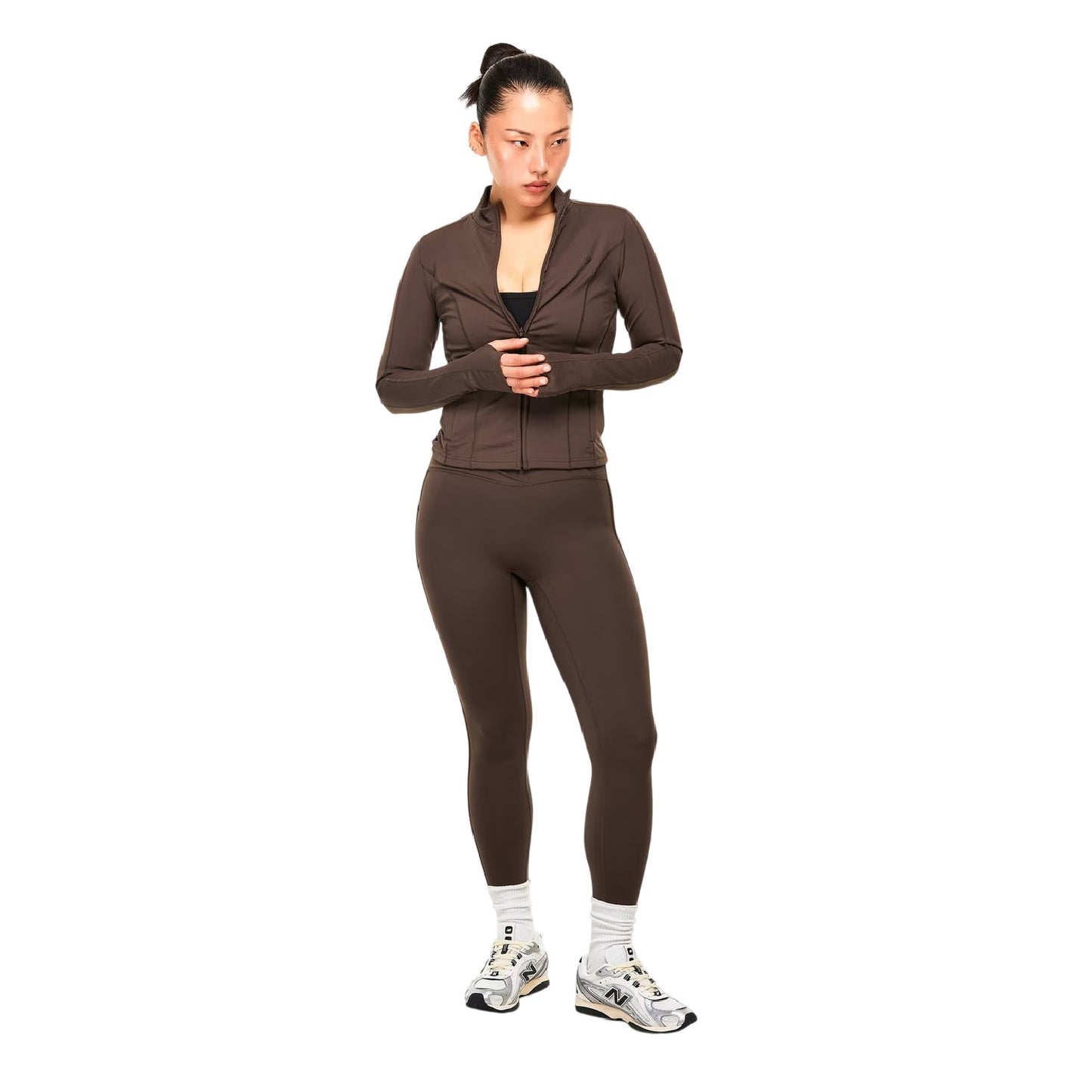 Chocolate - Pack Shot - Couture Club Womens-Ladies Tonal Logo Sculpting Fitted Jacket