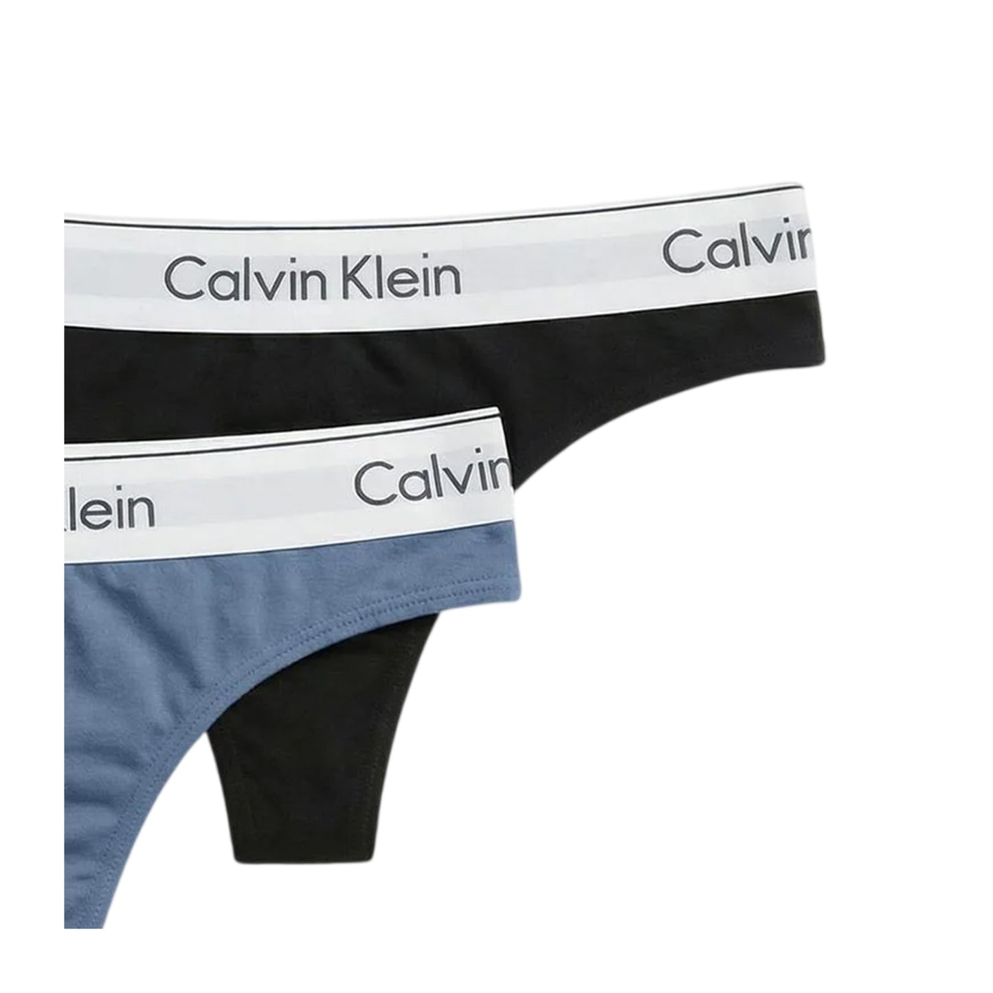 Black-Blue - Back - Calvin Klein Womens-Ladies Logo Thong (Pack of 2)