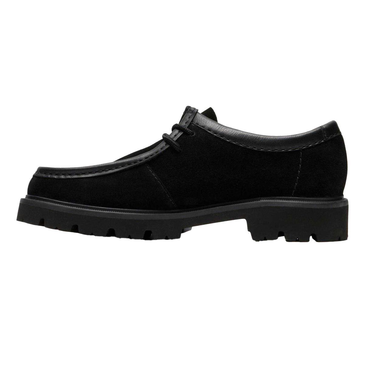 Black - Side - Clarks Mens Cleyhill Suede Moc Toe Dress Shoes