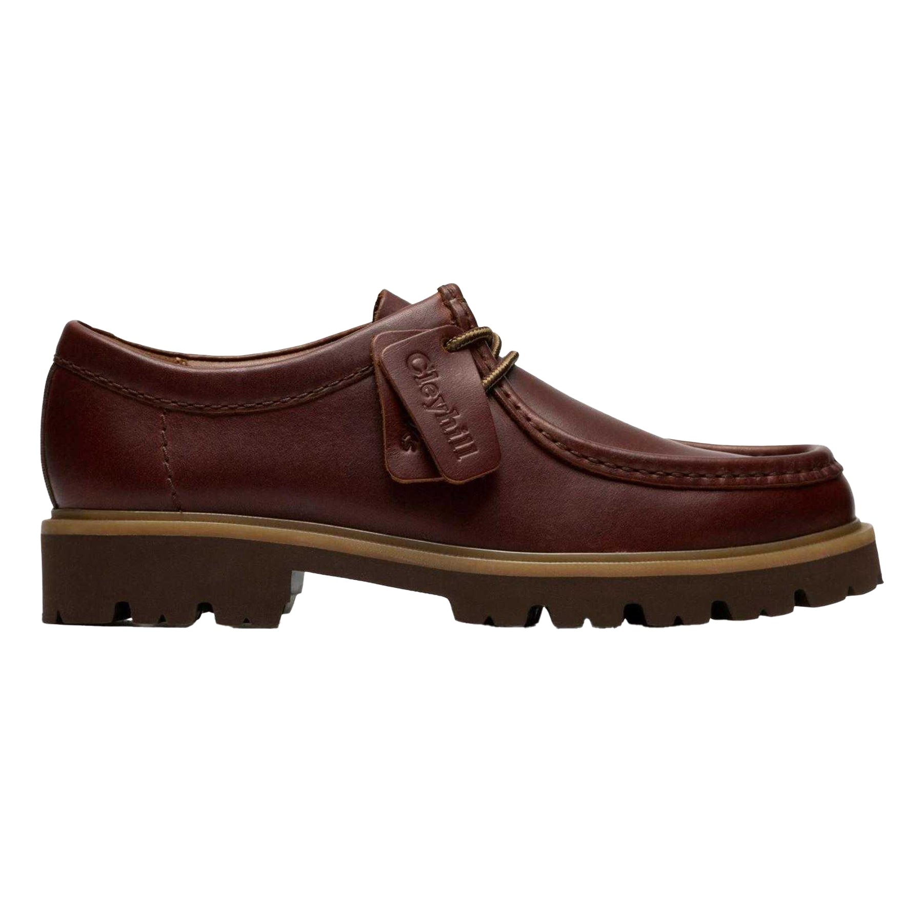 Brown - Front - Clarks Mens Cleyhill Suede Moc Toe Dress Shoes