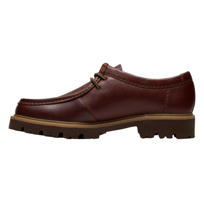 Brown - Side - Clarks Mens Cleyhill Suede Moc Toe Dress Shoes