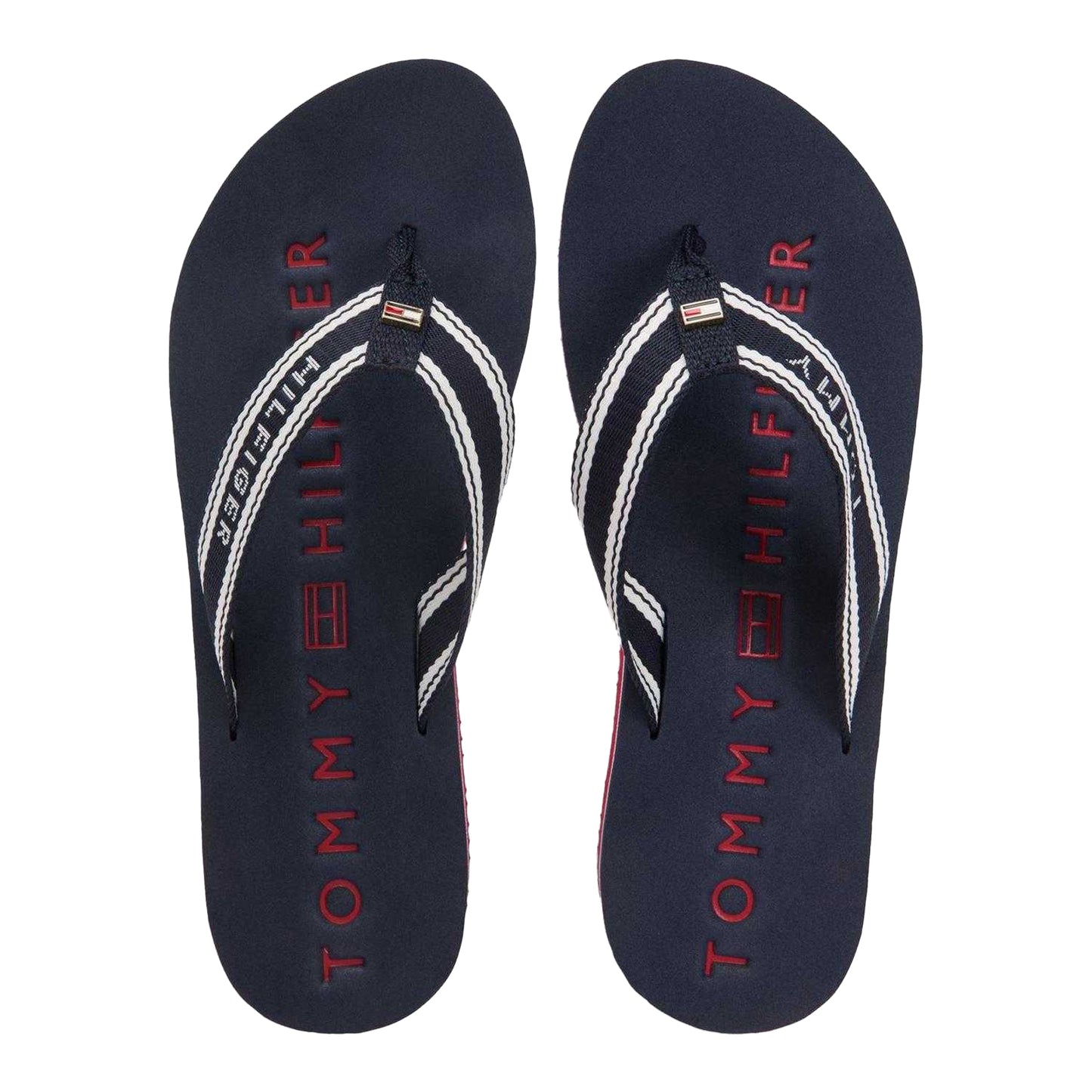 Red-White-Blue - Lifestyle - Tommy Hilfiger Womens-Ladies Text Flat Flip Flops