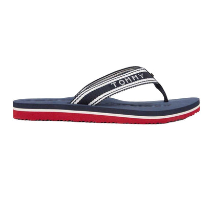 Red-White-Blue - Front - Tommy Hilfiger Womens-Ladies Text Flat Flip Flops