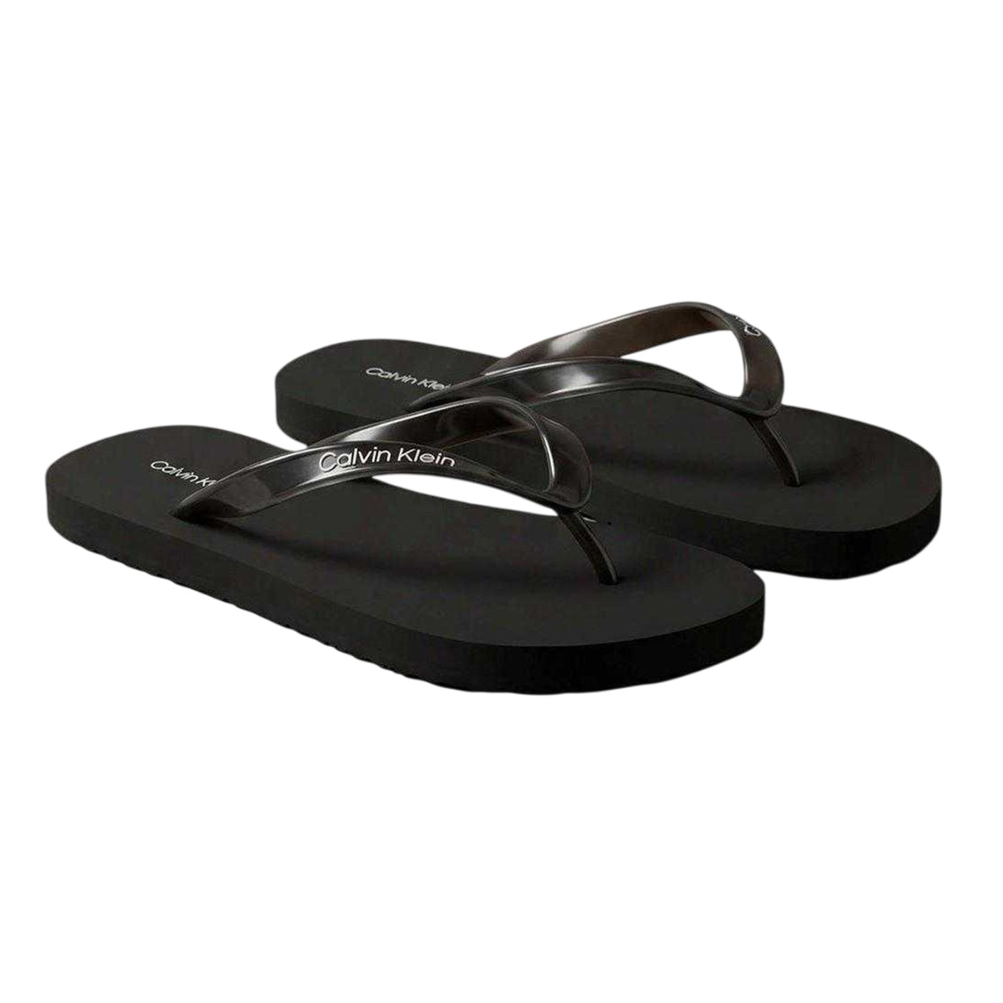 Triple Black - Side - Calvin Klein Womens-Ladies Logo Flip Flops