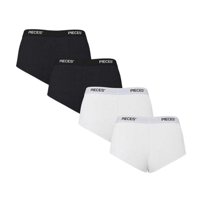 Black-White - Back - Pieces Womens-Ladies Plain Hipster Briefs (Pack of 4)