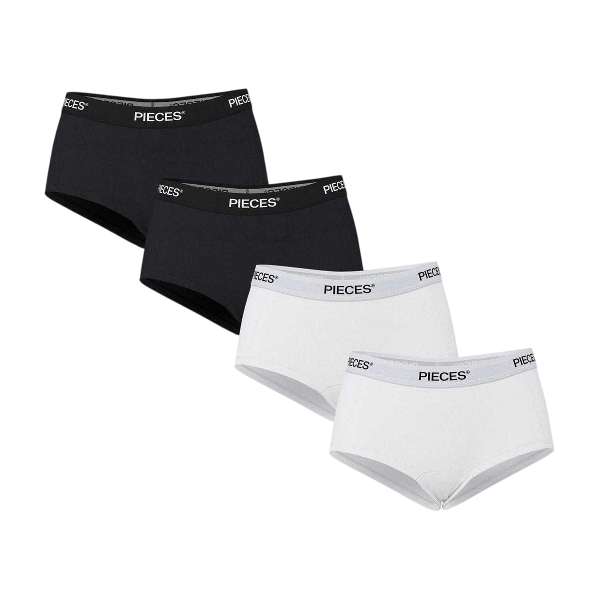 Black-White - Front - Pieces Womens-Ladies Plain Hipster Briefs (Pack of 4)