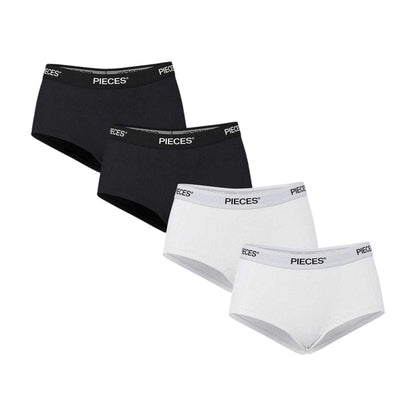 Black-White - Front - Pieces Womens-Ladies Plain Hipster Briefs (Pack of 4)